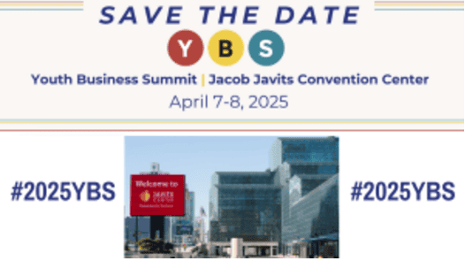 Jonge ondernemers op de Youth Business Summit 2025 in Jacob Javits Center.